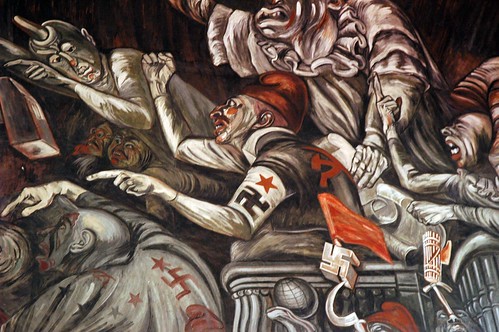 The Clowns of War Arguing in Hell, war mongers with their political agendas and logos, José Clemente Orozco Mural, Governor's Palace, (Palacio de Gobierno built in 1774), Guadalajara, Jalisco, Mexico by Wonderlane