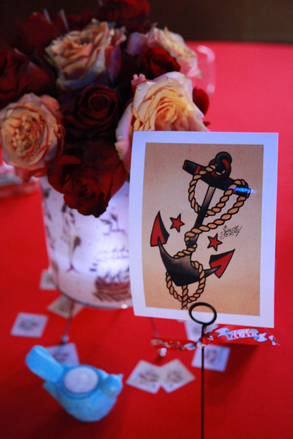 Tattoo Themed Wedding Centerpieces Photo by Michael Raffin