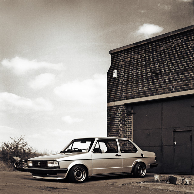 VW MK1 Jetta Coupe Shot with a Bronica SQAi at Stanton Ironworks
