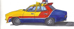 "Mad Max" Main Force Patrol Interceptor #508, 1974 Ford Falcon XB (Pencil, Ink, Marker, and Color Pencil on Paper)