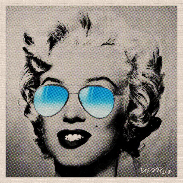 Marilyn Monroe Blue Sunglasses Vintage Pop Art Portrait