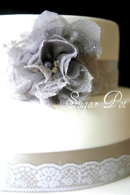 Vintage Lace Close up of the vintage wedding cake