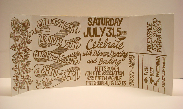 The inside of the invitation unfolded far right text on perforated RSVP