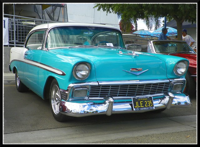 A gorgeous blue 1956 Chevy BelAir at Aero Dogs in Tulare California