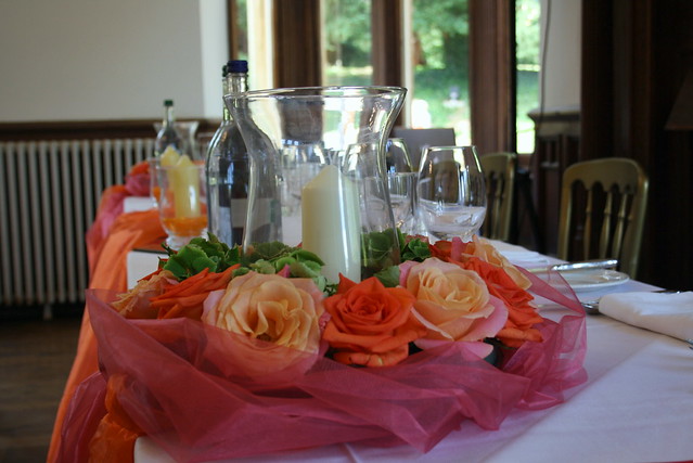Top Table wedding decoration Orange Coral Wedding Theme
