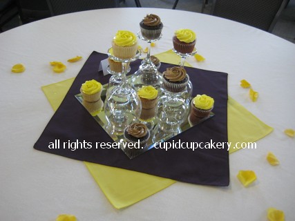 Yellow Wedding Cupcake Centerpieces by Cupid Cupcakery