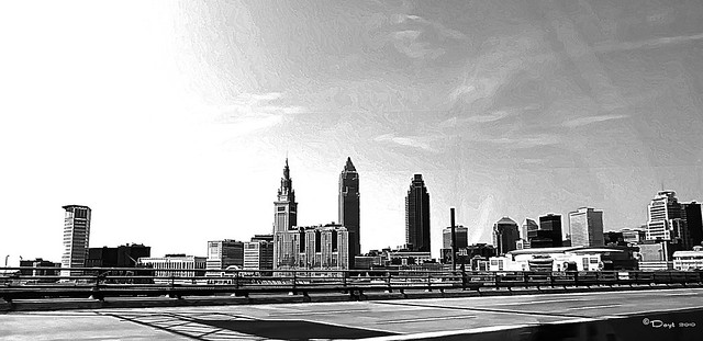 Cleveland Skyline BW