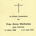 Totenzettel Weihofen, Anna geb. Paffrath â  12.06.1975