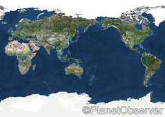 Whole Earth centred on Pacific Ocean - Satellite image - PlanetObserver