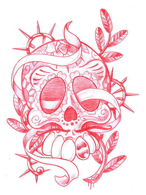 Mexican Skull Tattoo Flash