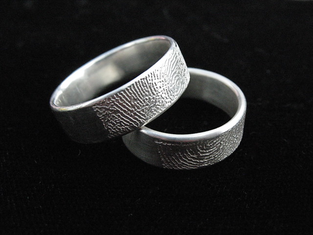 fingerprint wedding rings sterling ferric nitrate etch