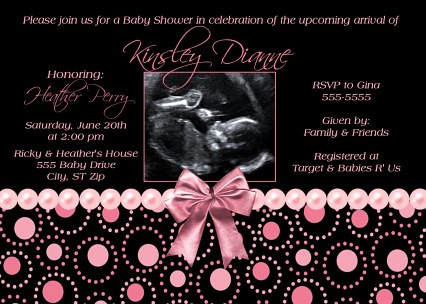 Pink Black Pearl Baby Shower Invitation