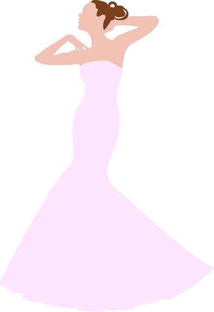 Clip art illustration of a spring bride wearing a strapless wedding gown