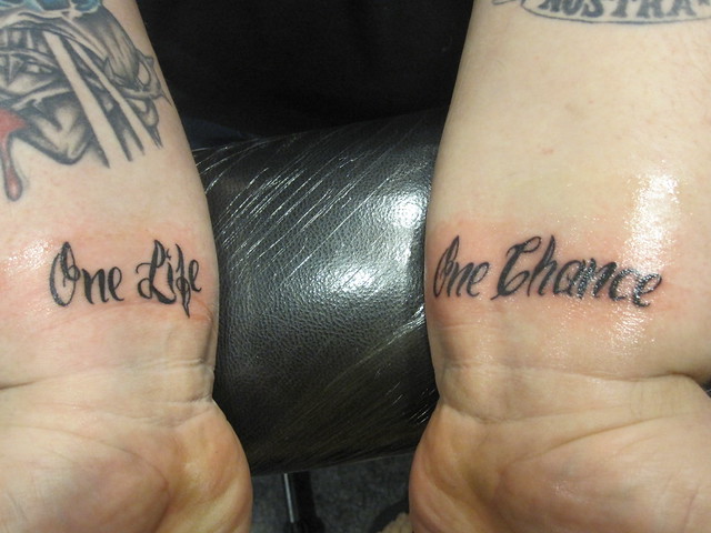 H2O one life one chance tattoo by Wes Fortier