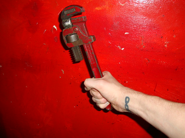 Bioshock Wrench and Tattoo 2 My hand with a red wrench