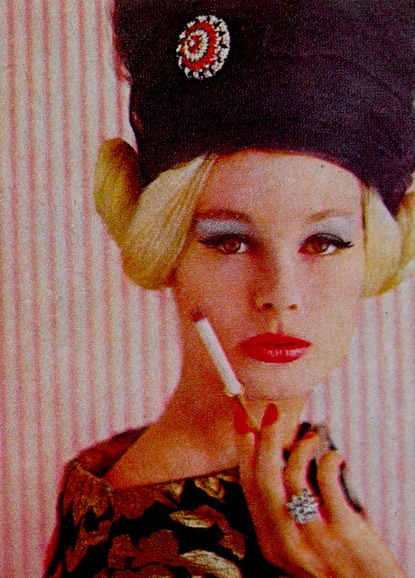1960s Fashion Photo Womenswear Styling Hat Cigarette Holder