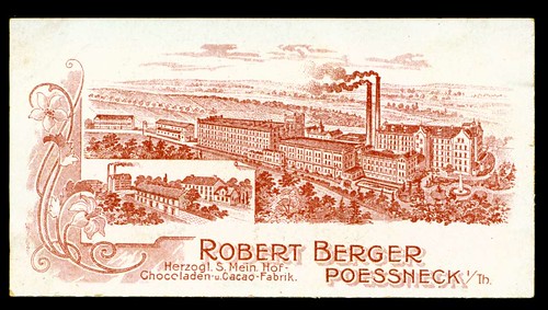 Tradecard Back - Berger's Chocolate, Poessneck by cigcardpix