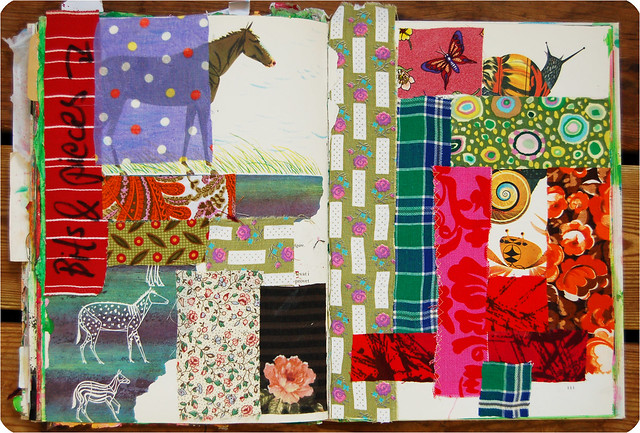 Creative Nudge 1: a fabric collaged page