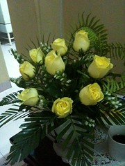 nine yellow roses