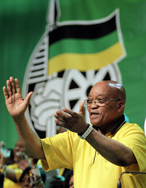 South African President Jacob Zuma addressing the African National Congress leadership meeting in Durban on September 20, 2010. Zuma reaffirmed leadership of the ruling party amid an ongoing debate over the future of the national democratic revolution. by Pan-African News Wire File Photos