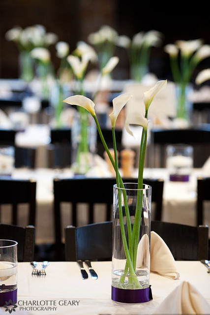 Calla lily centerpieces From a wedding at Timber Ridge in Keystone 
