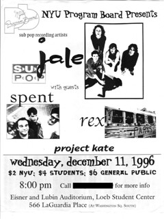 Jale / Spent / Rex / Project Kate flyer