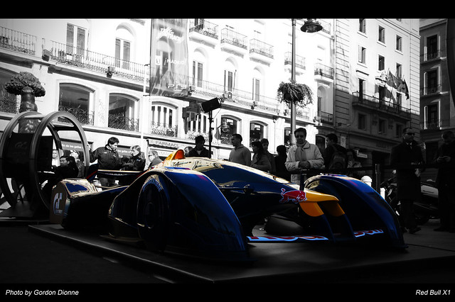 The blue beast is the Red Bull X1 prototype designed by Adrian Newey 