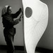 Hepworth with the plaster of Curved Form (Bryher II) in the Palais de Danse, 1961-2