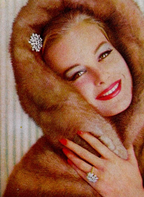 1960s Fashion Photo Womenswear Fur Coat Pin