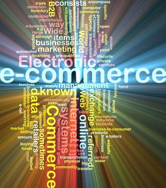E-commerce word cloud glowing