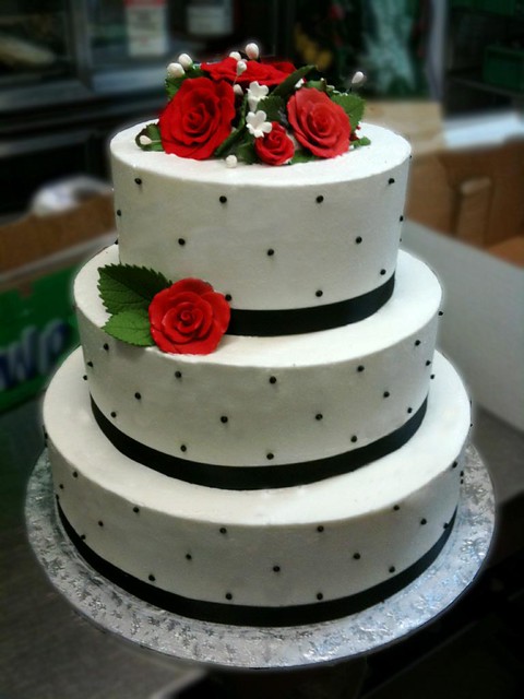 Simple Black White and Red Wedding Cake