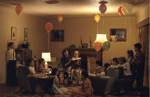 Jeff Wall, A Ventriloquist at a Birthday Party in October 1947, 1990