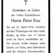 Totenzettel Rau, Peter â  22.04.1958
