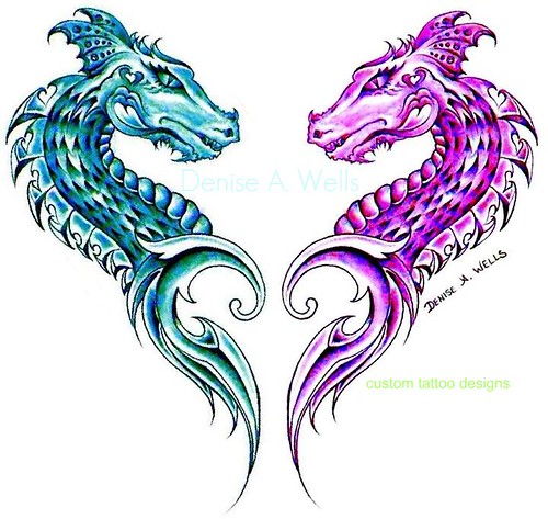 Feminine Girly Dragon Tattoo by Denise A Wells
