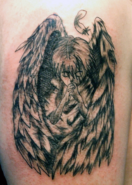 Praying Angel Sketch Tattoo Paulo Madeira Tattoo Artist and BodyPiercer