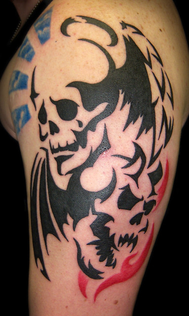 Good And Evil Skulls Custom Tattooing By Ainslie Heilich Of Vintage
