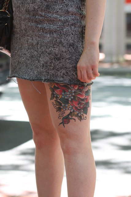 Katie rose thigh tattoo