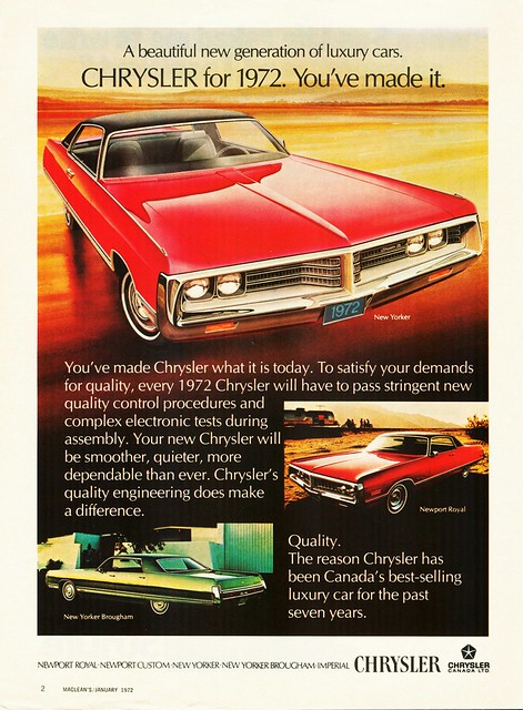 1972 Chrysler New Yorker Newport Royal Ad Canada 