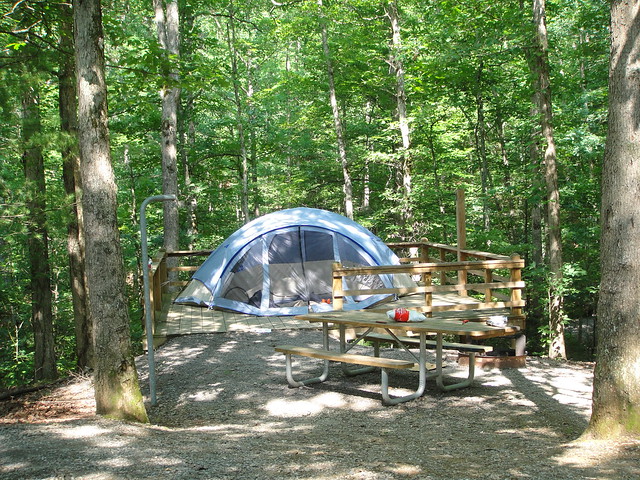 Platform tent camping
