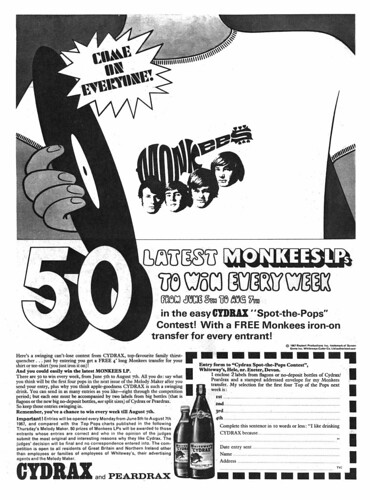 Cydrax The Monkees Ad 1966