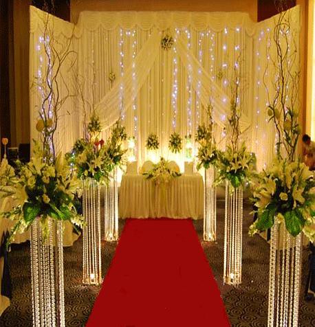 metal stand with acrylic beads for wedding aisle decoration round and 