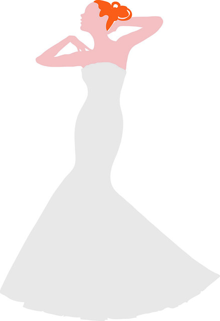 Clip art illustration of a spring bride wearing a strapless wedding gown