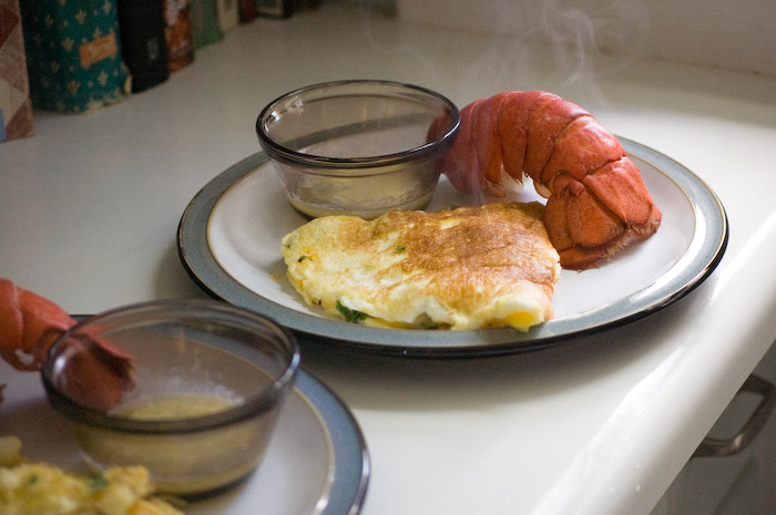 Lobster and omelette breakfast. thanks Andrew!