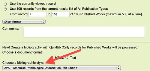 screenshot of the CSA email function with citation styles highlighted