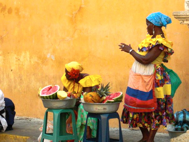 Caribbean women selling fruit in Cartegena Colombia