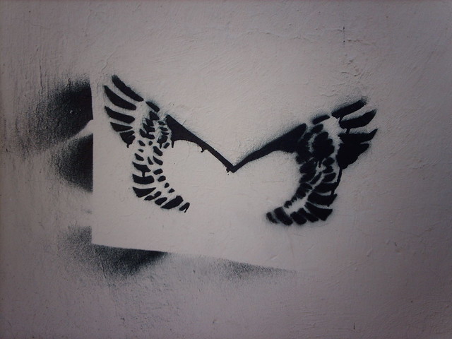 Angel wings stencil graffiti