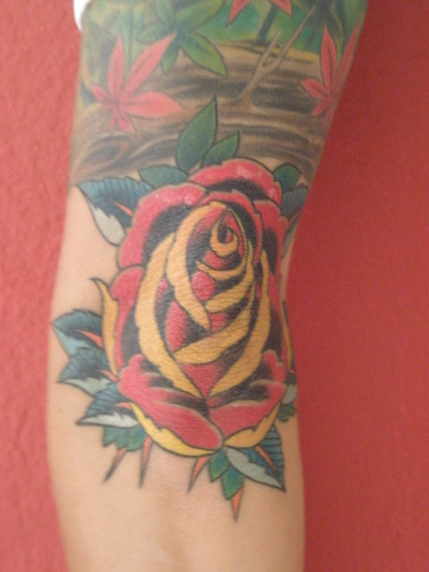 Old school rose tattoo Tattoo was done by D'mon true tattoo los angeles 