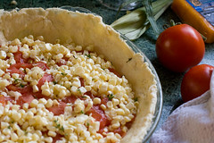Tomato Corn Pie with a Biscuit Crust