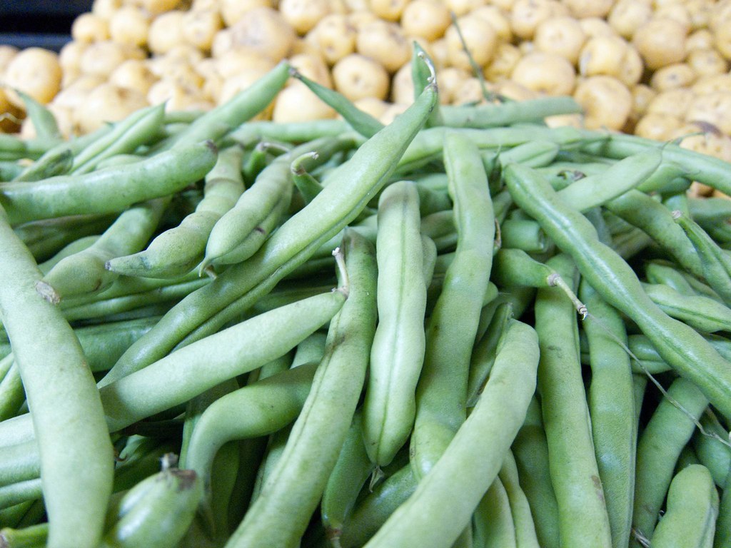 Green beans and potatoes at a local market