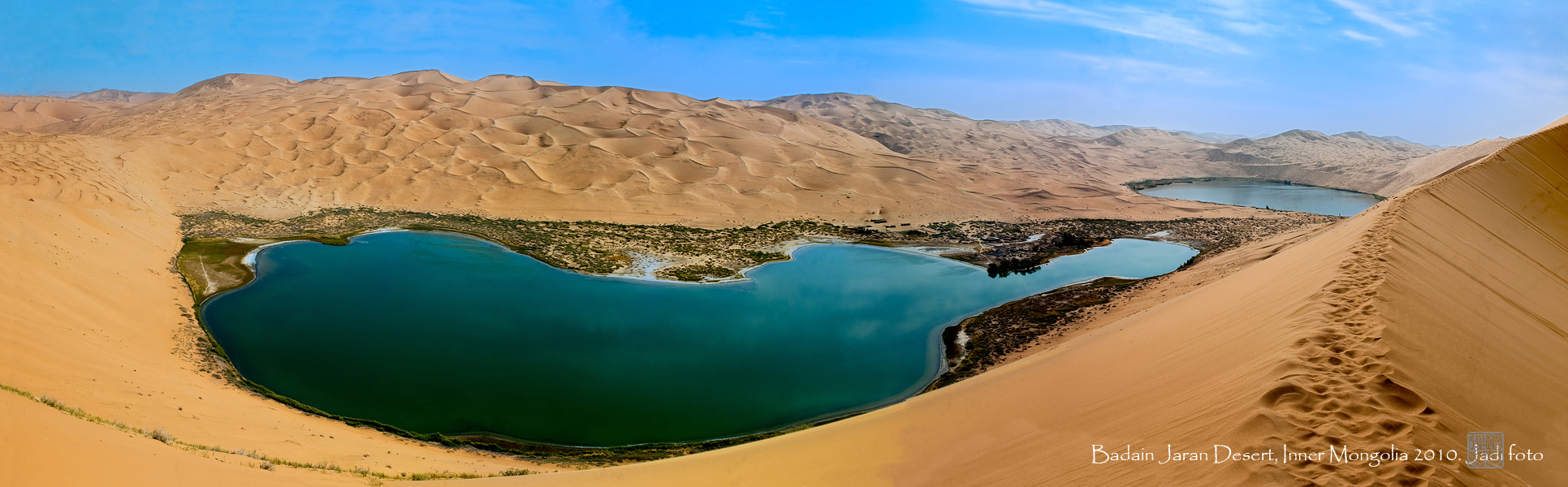 twin lakes in badain jaran desert, innner mongolia, china